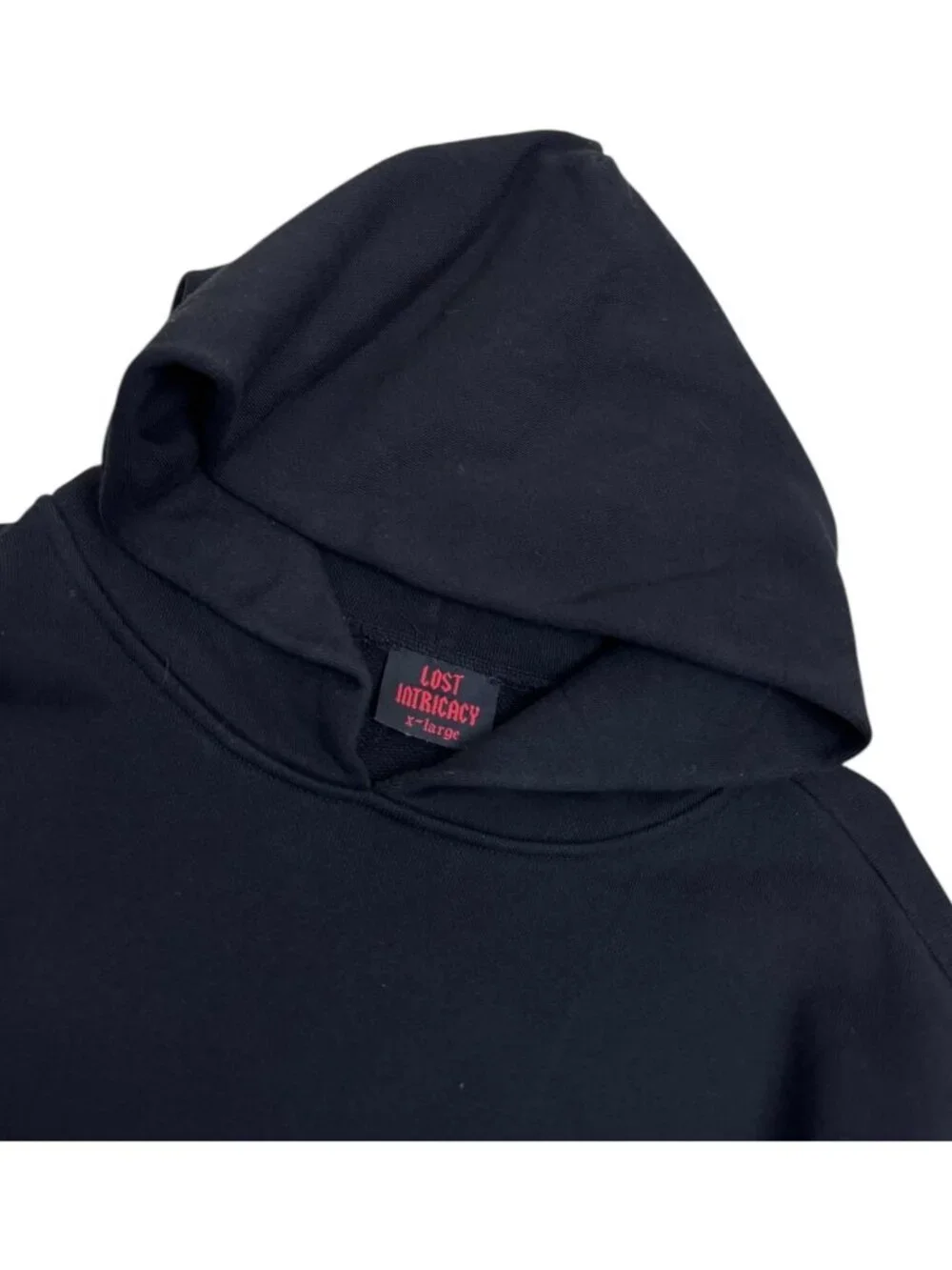 LOST INTRICACY Luxury Streetwear Rap Black Blue Hoodie Sweatshirt Mens XL